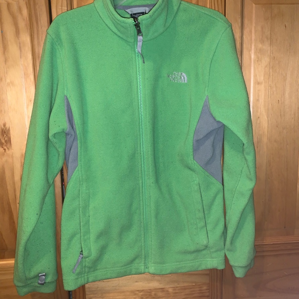 Girls 14/16 green zip up north face jacket